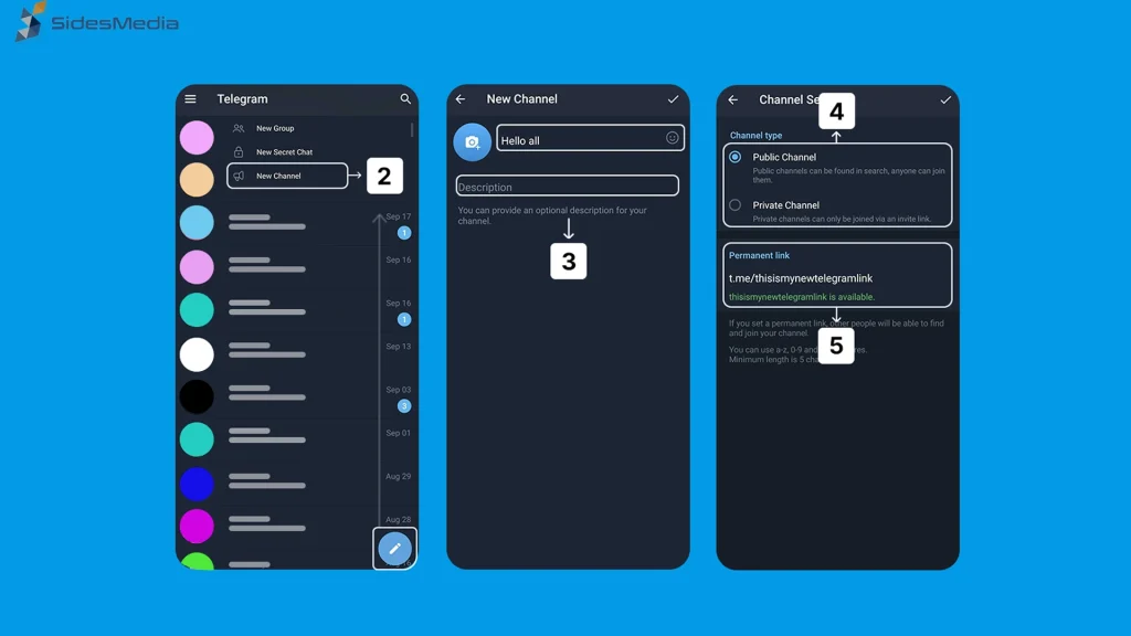 How to Create Telegram Channel in 5 Easy Steps | Sidesmedia